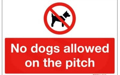 NO DOGS ARE PERMITTED ON THE GROUNDS AT ANY TIME